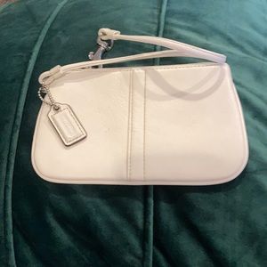 Coach white leather wristlet small
